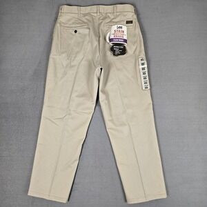 Lee Stain Resistant Khakis Men 34x30 Plain Front Wrinkle Free Beige Vintage NWT